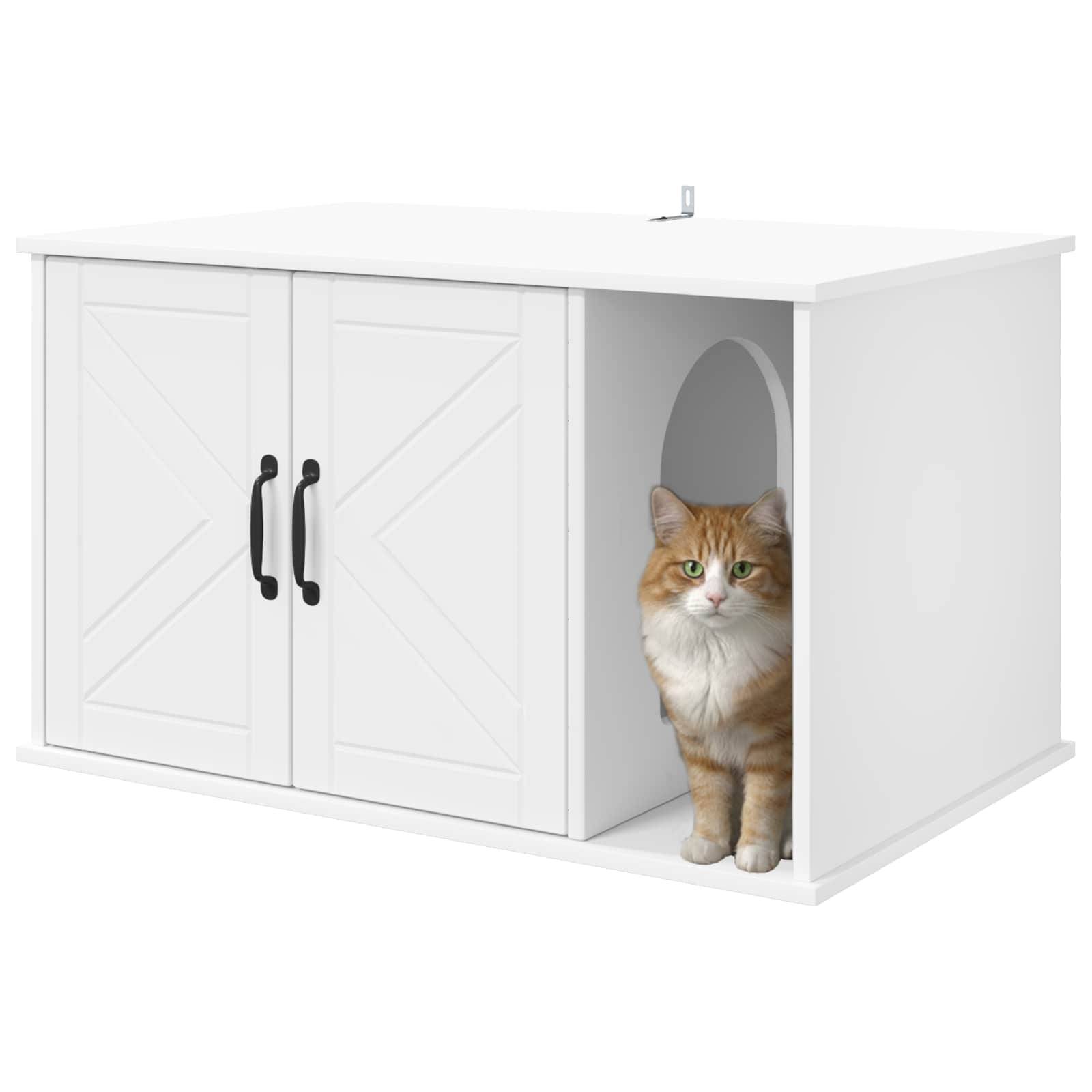Maison pour chat bois d'ingénierie blanc 85 x 55 x 50.5 cm, Poids:25.28kg - PANGIVO - Image 3