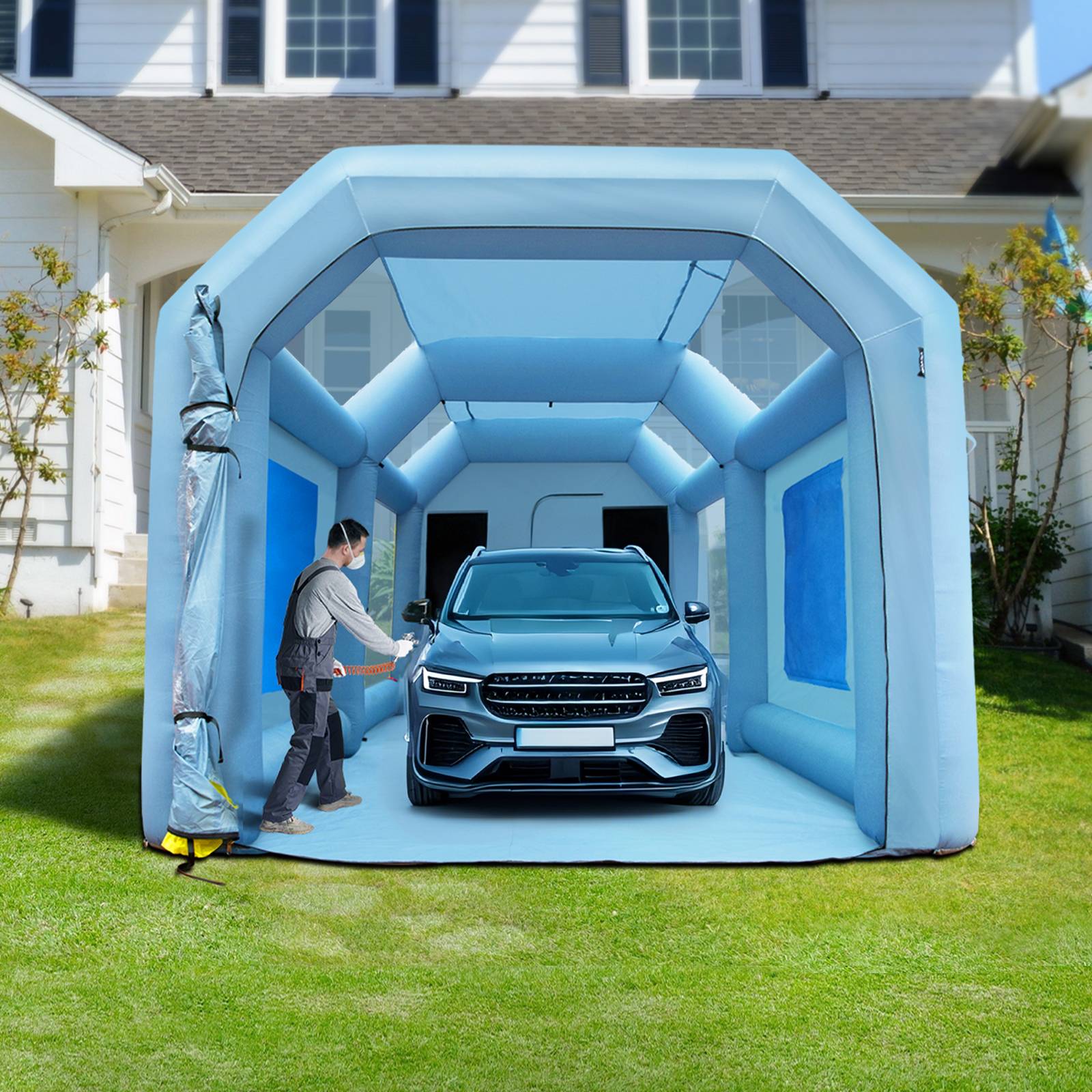 Vevor - VEVOR Cabine de Peinture Gonflable 6x3x2,5 m, Oxford 210D, Filtration, 2 Souffleurs. - Image 8