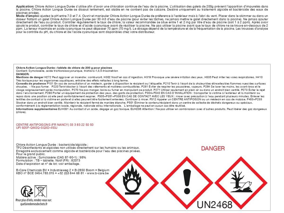 BSI - Chlore Lent - Action Longue Durée - Dissolution Lente - Désinfection - Pour Piscine 30m³ et Plus - Galets 200g - 5kg - Imagen 2