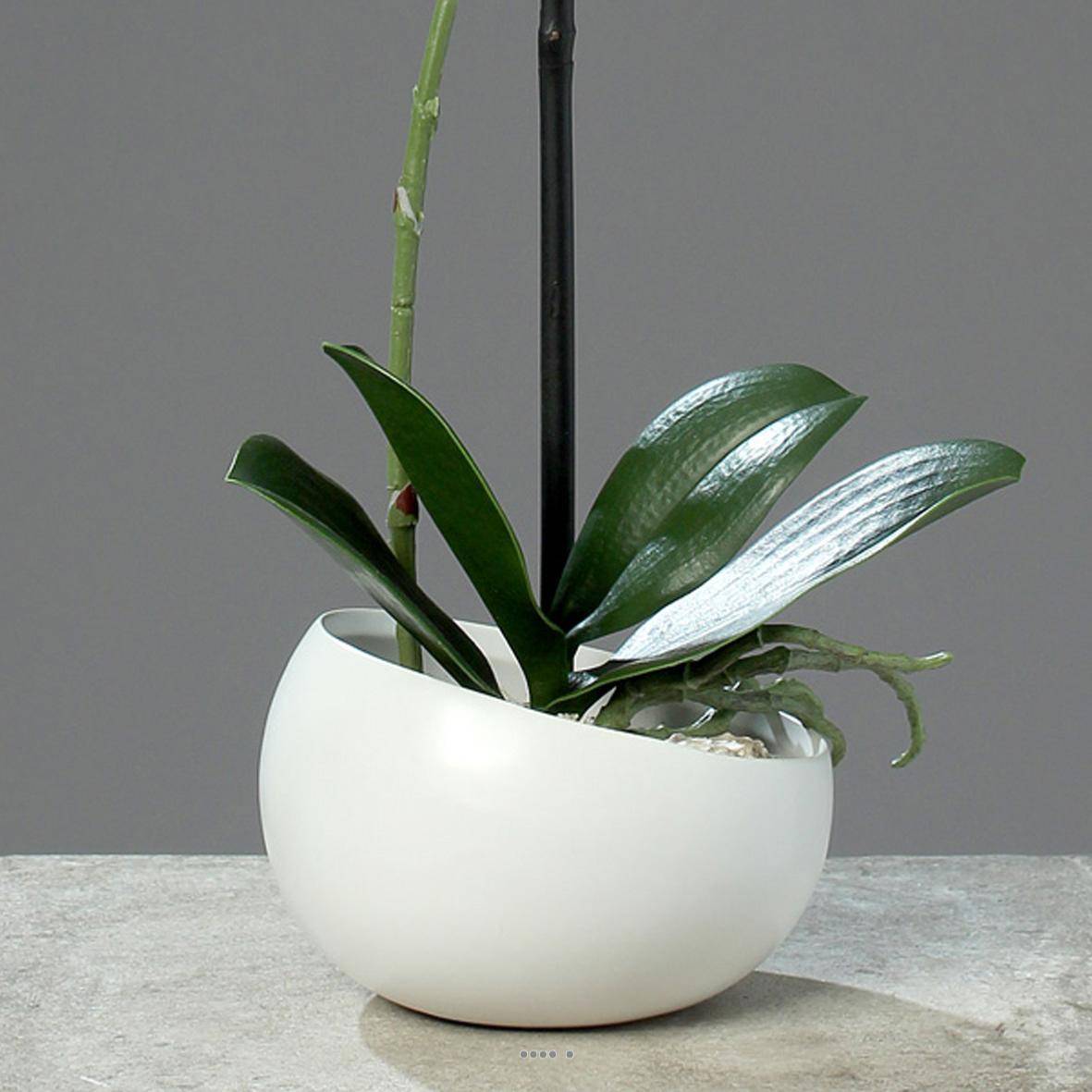 Artificielles - Orchidée factice 1 hampe coupe céramique H40cm touché réel Blanc neige - couleur: Blanc neige - Imagen 3