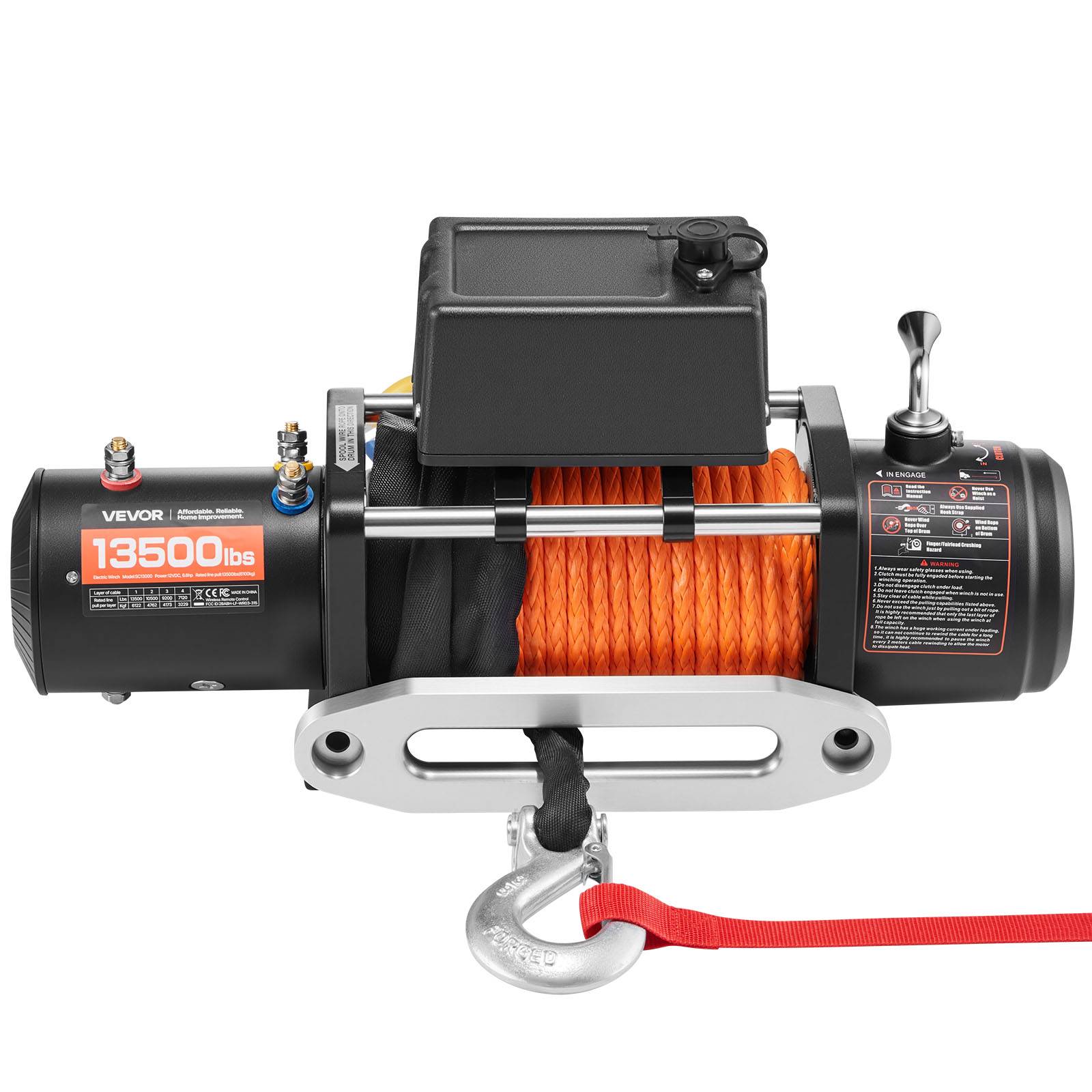 VEVOR Treuil electrique 12V 6100kg,corde synthetique 24m, telecommande,pour VTT,Jeep,camion. - Image 9