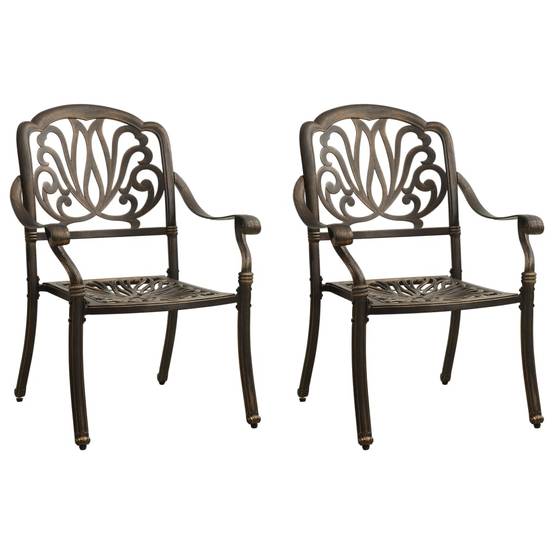 Helloshop26 - Ensemble de bistro jardin meuble extérieur terrasse 3 pièces aluminium coulé bronze - Imagen 2