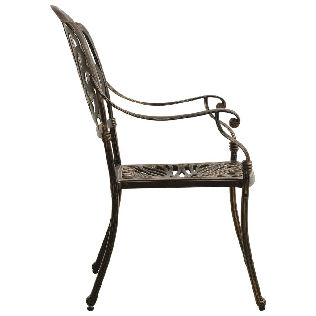 Helloshop26 - Ensemble de bistro jardin meuble extérieur terrasse 3 pièces aluminium coulé bronze - Imagen 5