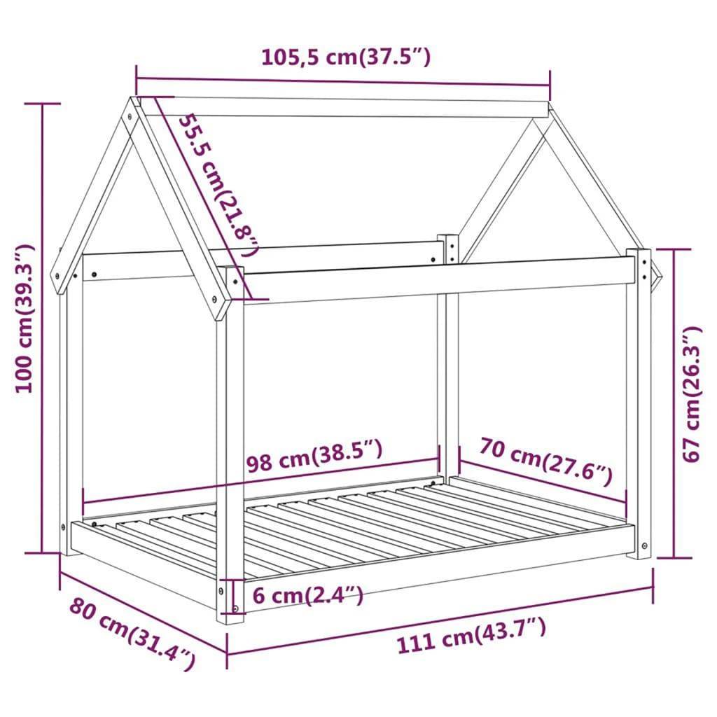 Vidaxl - Lit pour chien 111x80x100 cm Bois de pin solide vidaXL 822217 - Imagen 3
