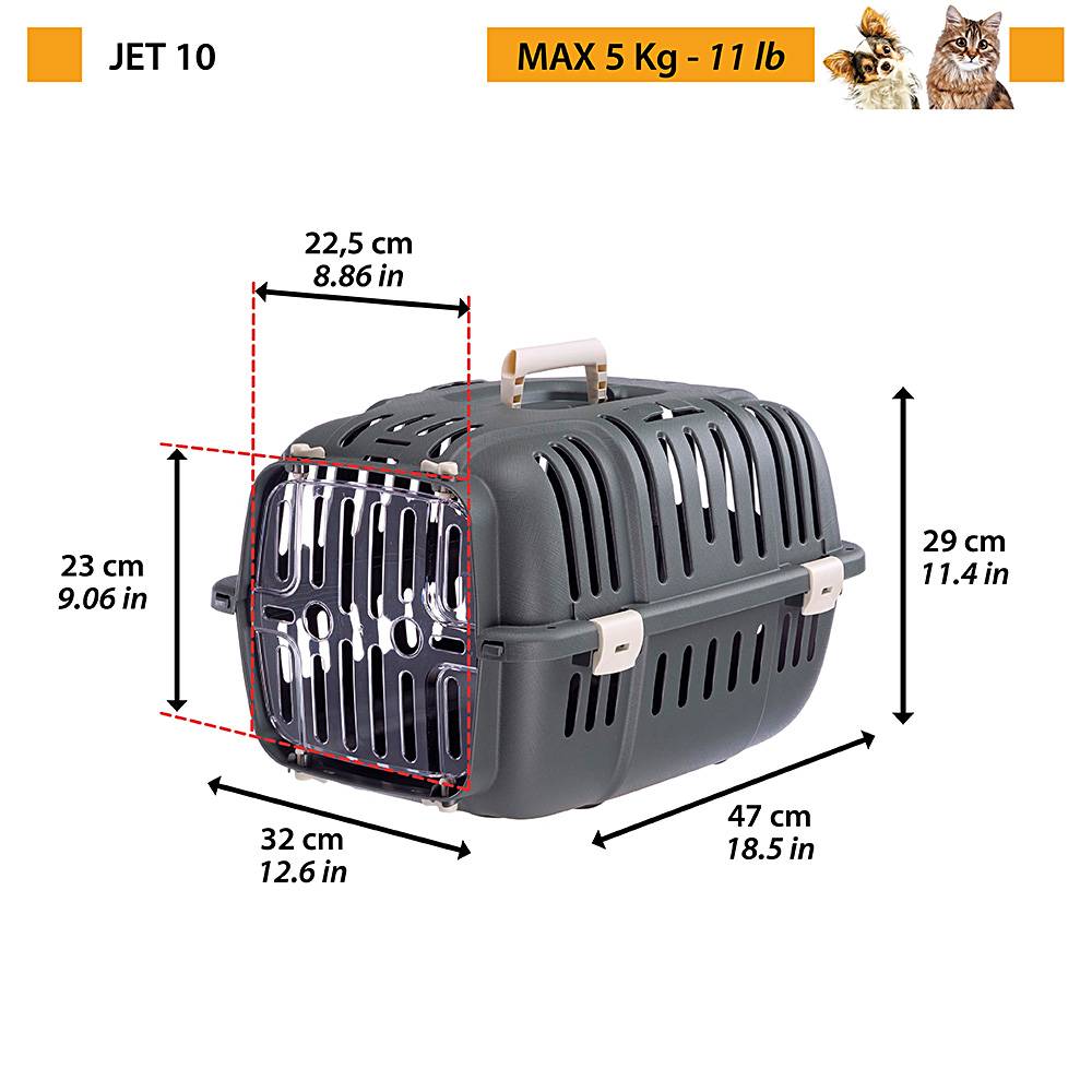 Ferplast - Ferplast Caisse de Transport Chat, Cage de Transport pour Chiens Petits et Chats jusqu'à 5 Kg, Porte Transparente Antichoc, Fentes d'aération, 32 x 47 - Imagen 2