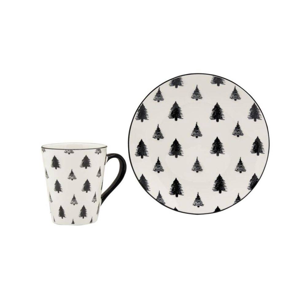 Aubry Gaspard - Vaisselle sapin en porcelaine noires et blanches (lot de 6) Tasse - Imagen 3