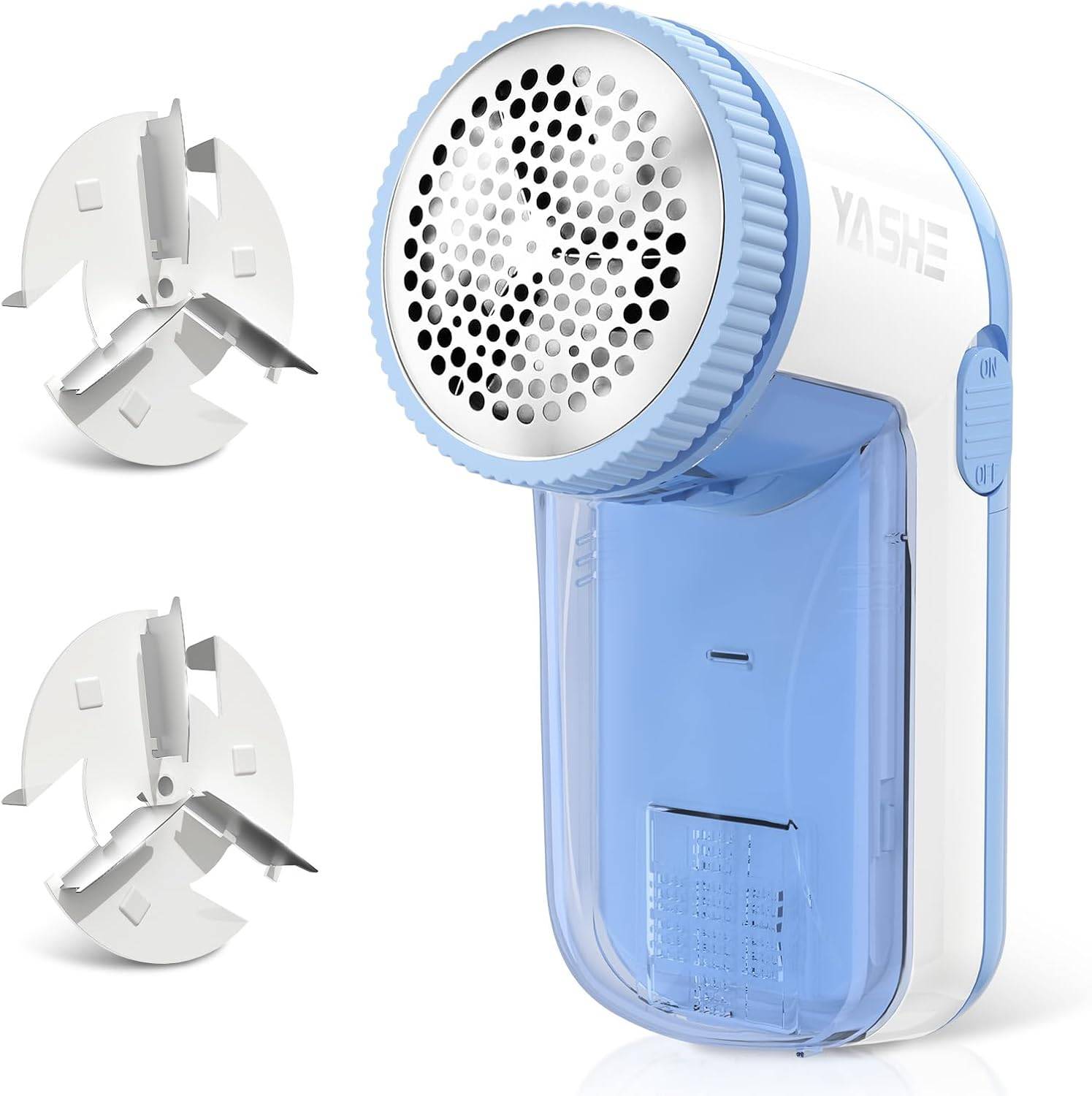 Rasoir anti-bouloches pour vêtements et tissus, 2 lames, bleu et blanc – YASHE - Image 1