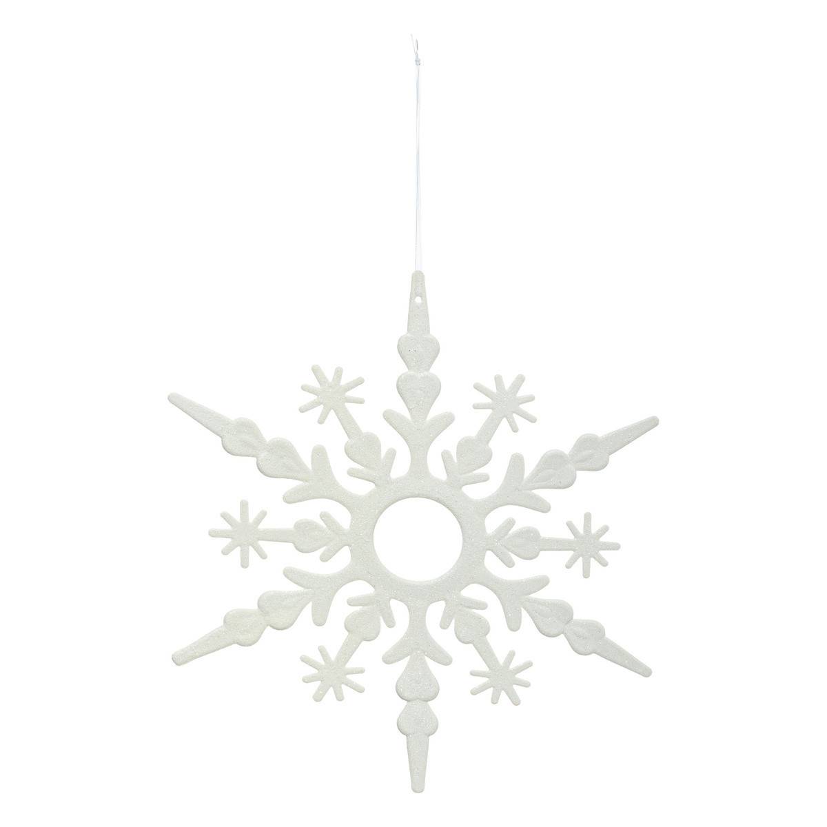 Fééric Lights & Christmas - Suspension de Noël Flocon Blanc pailleté H 30 cm