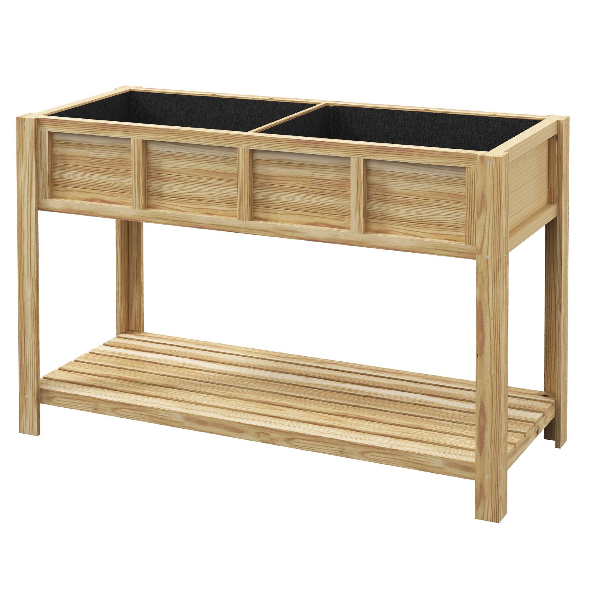 ComfortXL - Potager surélevé en bois de sapin naturel 115 x 46 x 75 cm pour balcon et jardin avec séparateur amovible - Image 2