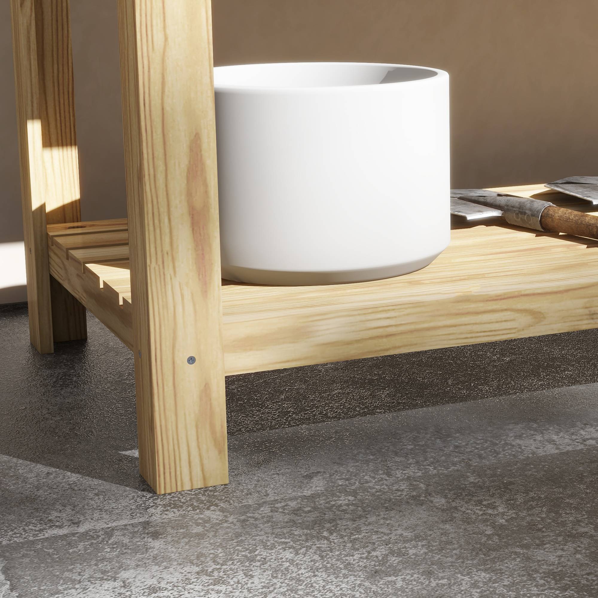 ComfortXL - Potager surélevé en bois de sapin naturel 115 x 46 x 75 cm pour balcon et jardin avec séparateur amovible - Image 9