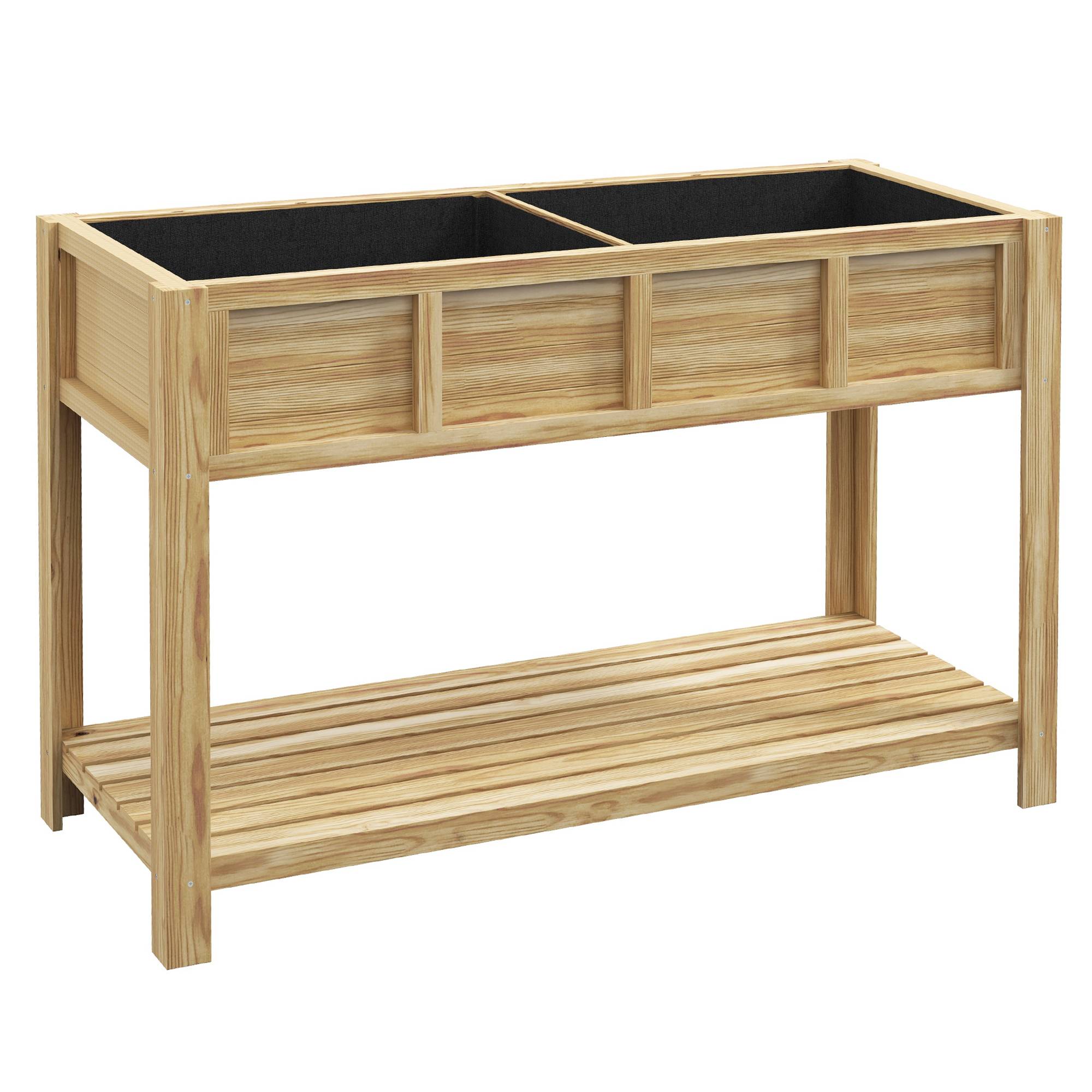 ComfortXL - Potager surélevé en bois de sapin naturel 115 x 46 x 75 cm pour balcon et jardin avec séparateur amovible - Image 10