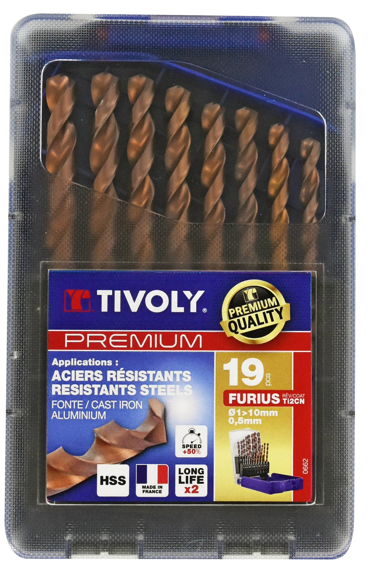 Tivoly - Tivoly  Coffret 19 forets métaux FURIUS HSS revêtus FUSIO pointe en croix Ø 1 à 10mm par 1/2 PREMIUM - Image 2