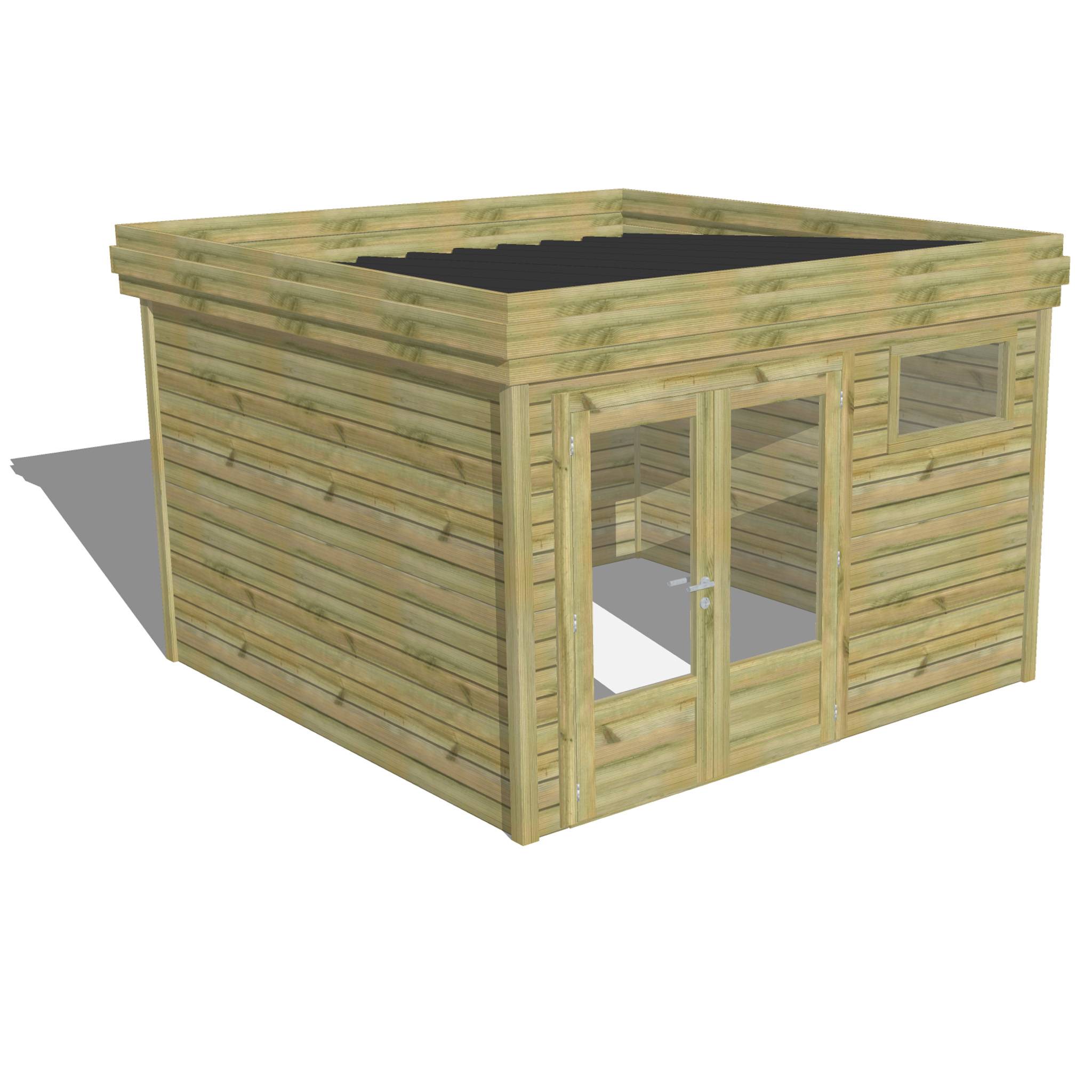 ABRI DE JARDIN bois  autoclave 27mm - 3,44x3,44m / 12m2 - Bac acier - Abri Français - Image 1