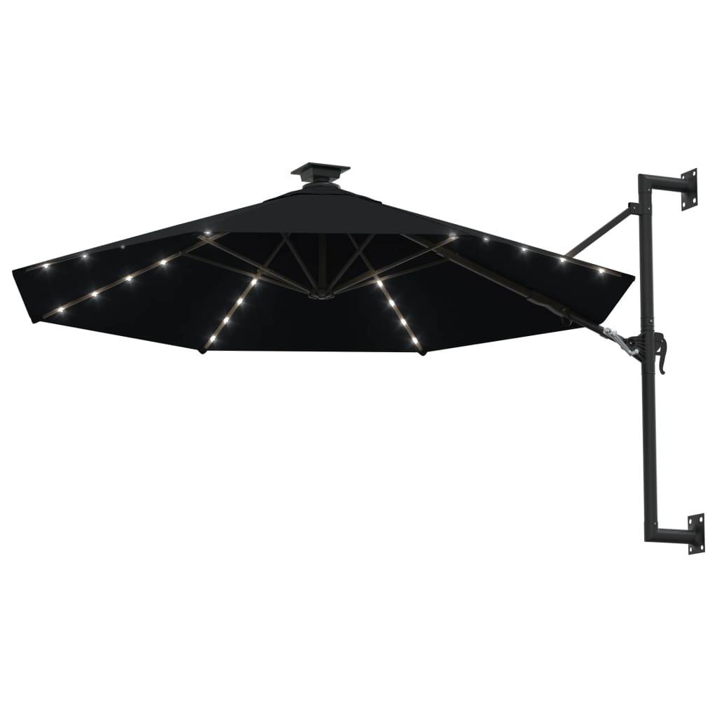 Helloshop26 - Parasol mural avec mât métallique et led 300 cm noir - Imagen 2