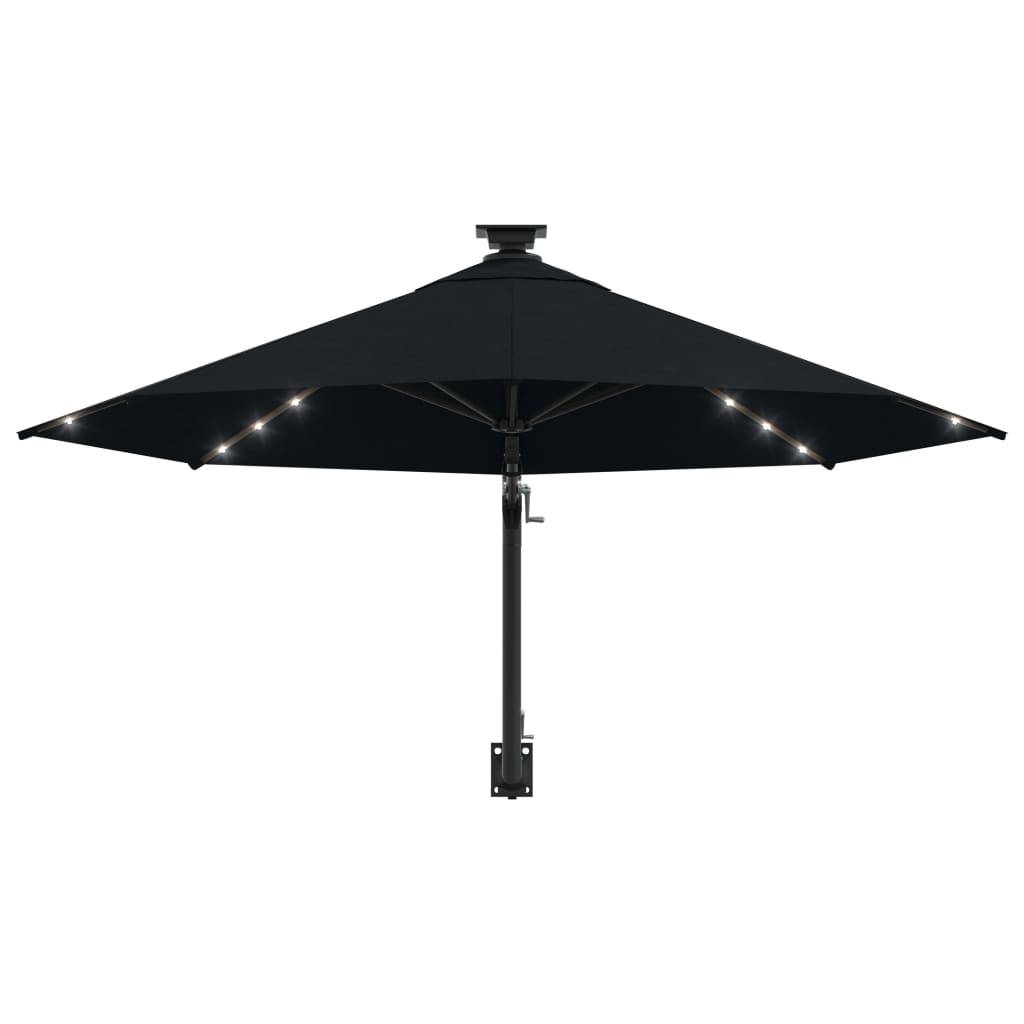 Helloshop26 - Parasol mural avec mât métallique et led 300 cm noir - Imagen 4