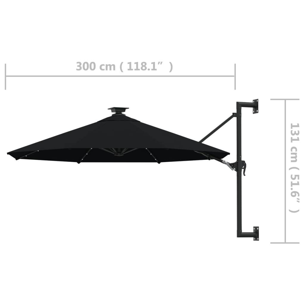 Helloshop26 - Parasol mural avec mât métallique et led 300 cm noir - Imagen 8