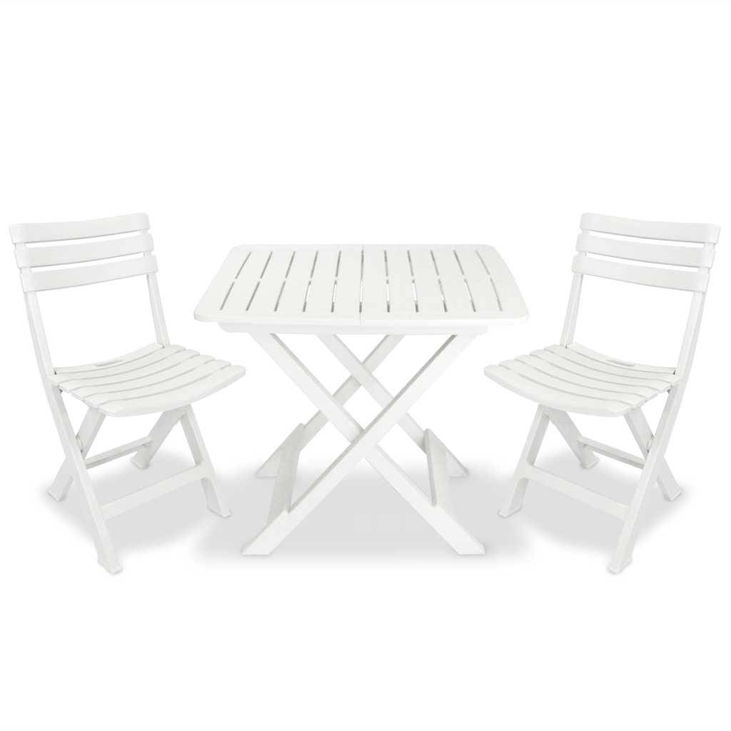 Vidaxl - Ensemble de bistro pliable 3 pcs-Salons de jardin Plastique Blanc - Image 1