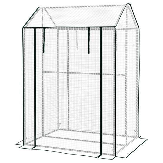 Serre de jardin avec 2 espaces et 2 portes enroulables - 0,8 m² Serre à tomates dim. 1L x 0,8l x 1,5H m, Acier et PE - Image 2