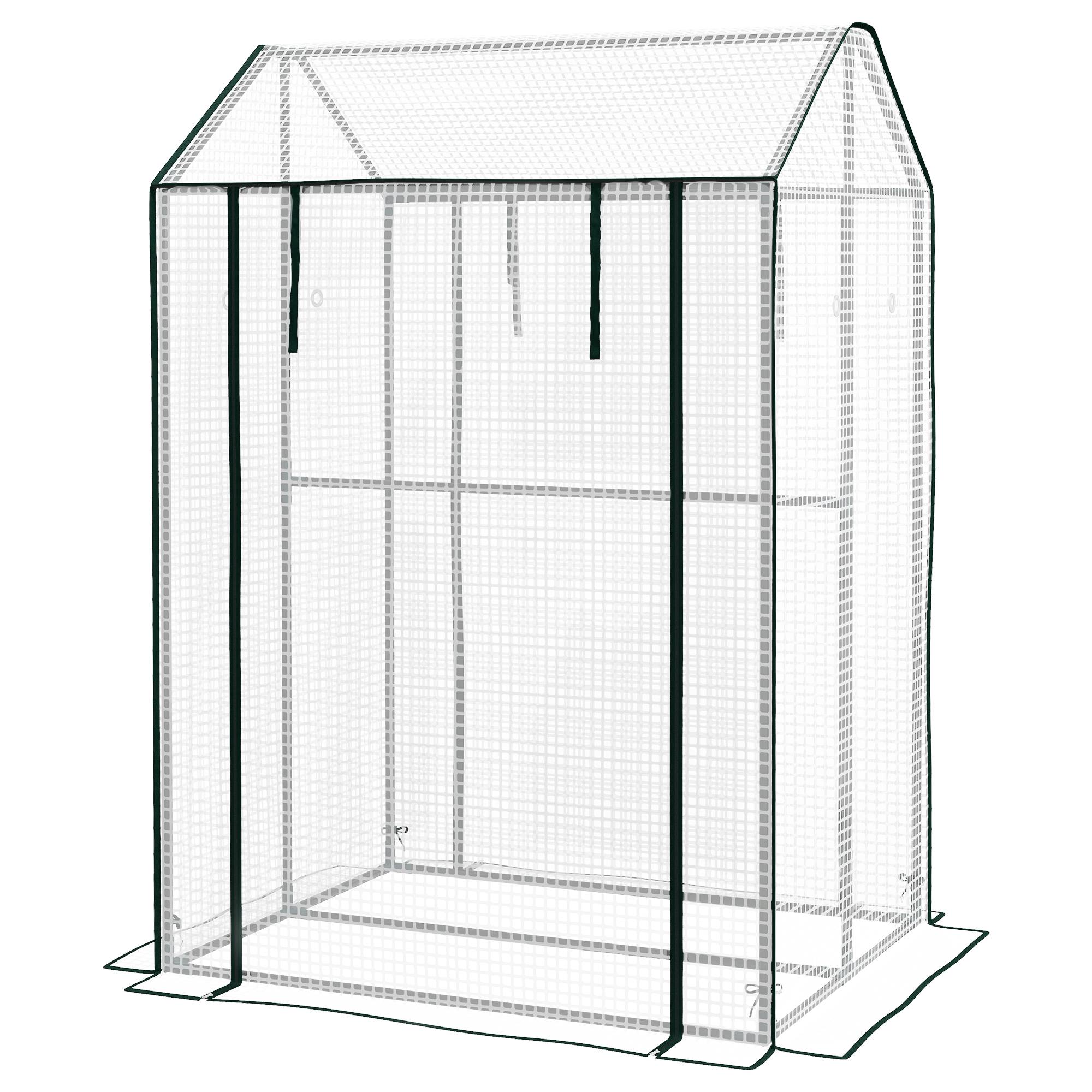 Serre de jardin avec 2 espaces et 2 portes enroulables - 0,8 m² Serre à tomates dim. 1L x 0,8l x 1,5H m, Acier et PE - Image 2