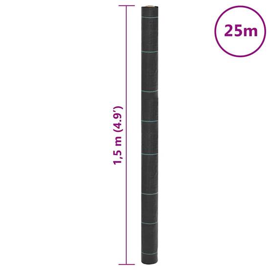 Bâche Anti-Mauvaises Herbes PP 100g/m² pour Aménagement Paysager et Potager 1,5x25 m Noir - ComfortXL Outdoor Living - Image 8