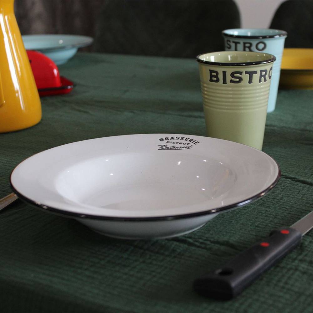 Antic Line Creations - Assiettes colorées Brasserie bistrot (Lot de 6) Assiettes creuses - 22 cm - Imagen 4