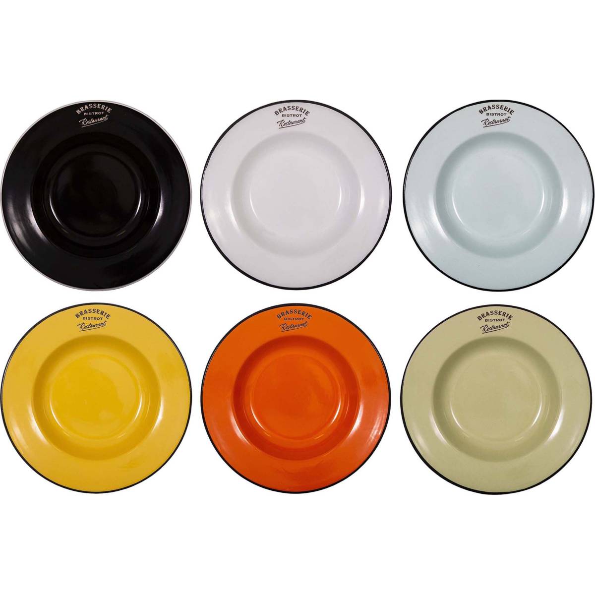 Antic Line Creations - Assiettes colorées Brasserie bistrot (Lot de 6) Assiettes creuses - 22 cm - Imagen 1