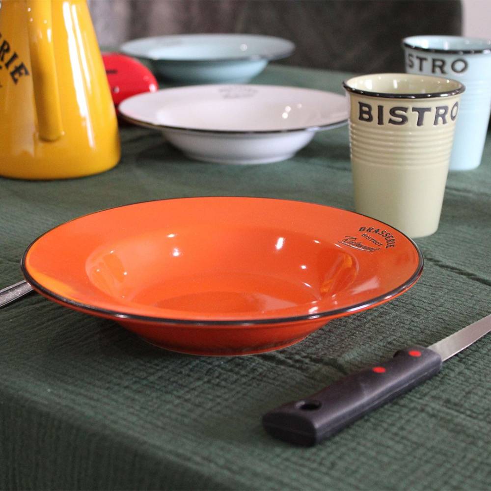 Antic Line Creations - Assiettes colorées Brasserie bistrot (Lot de 6) Assiettes creuses - 22 cm - Imagen 3