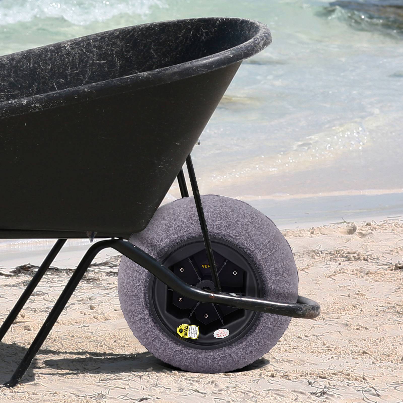 VEVOR Roues plage 2x40 cm, pneus ballon, charge 80 kg. Basse pression, sable, camping, pêche. - Image 8