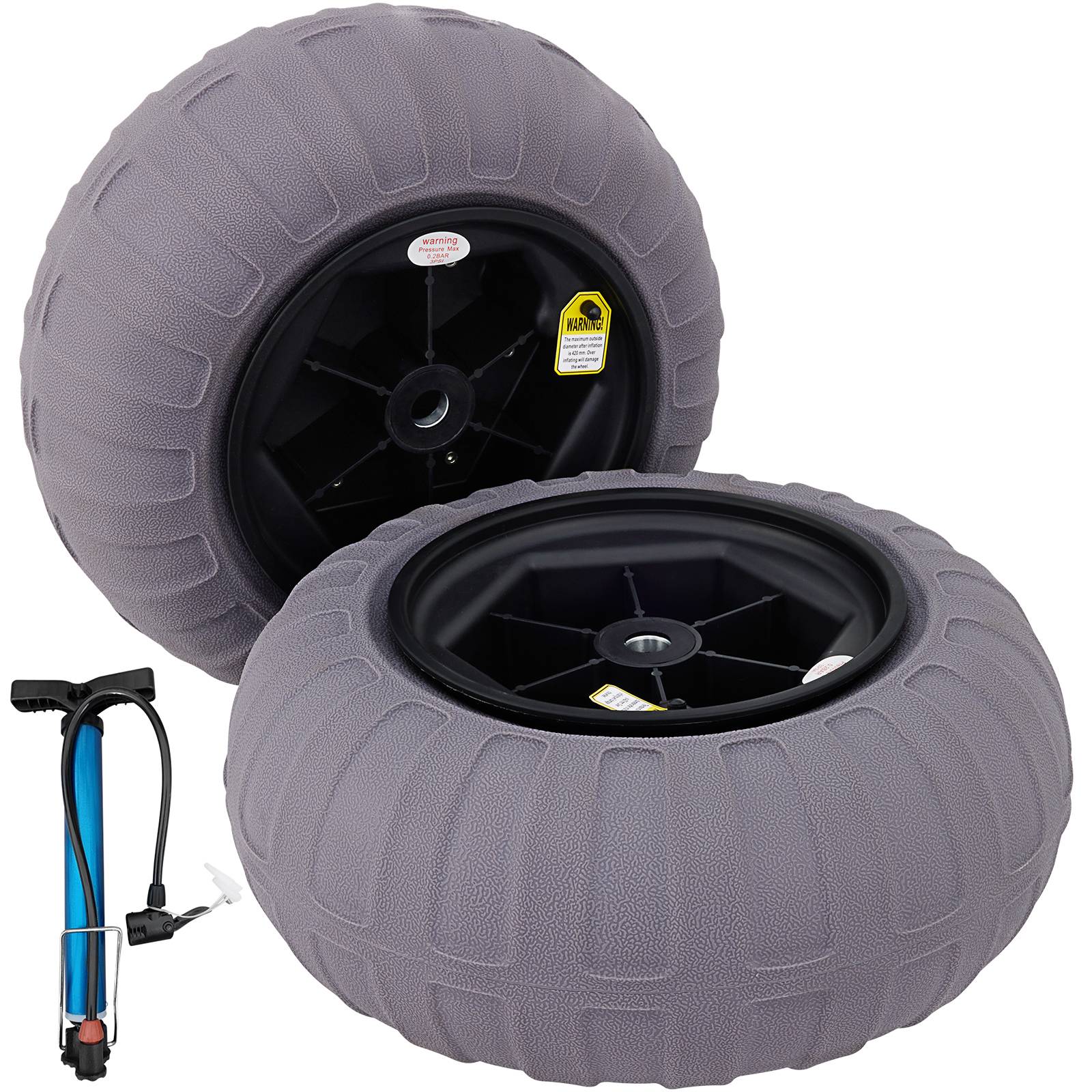 Vevor - VEVOR Roues plage 2x40 cm, pneus ballon, charge 80 kg. Basse pression, sable, camping, pêche.