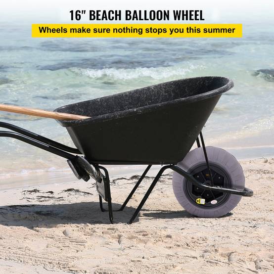 VEVOR Roues plage 2x40 cm, pneus ballon, charge 80 kg. Basse pression, sable, camping, pêche. - Image 2