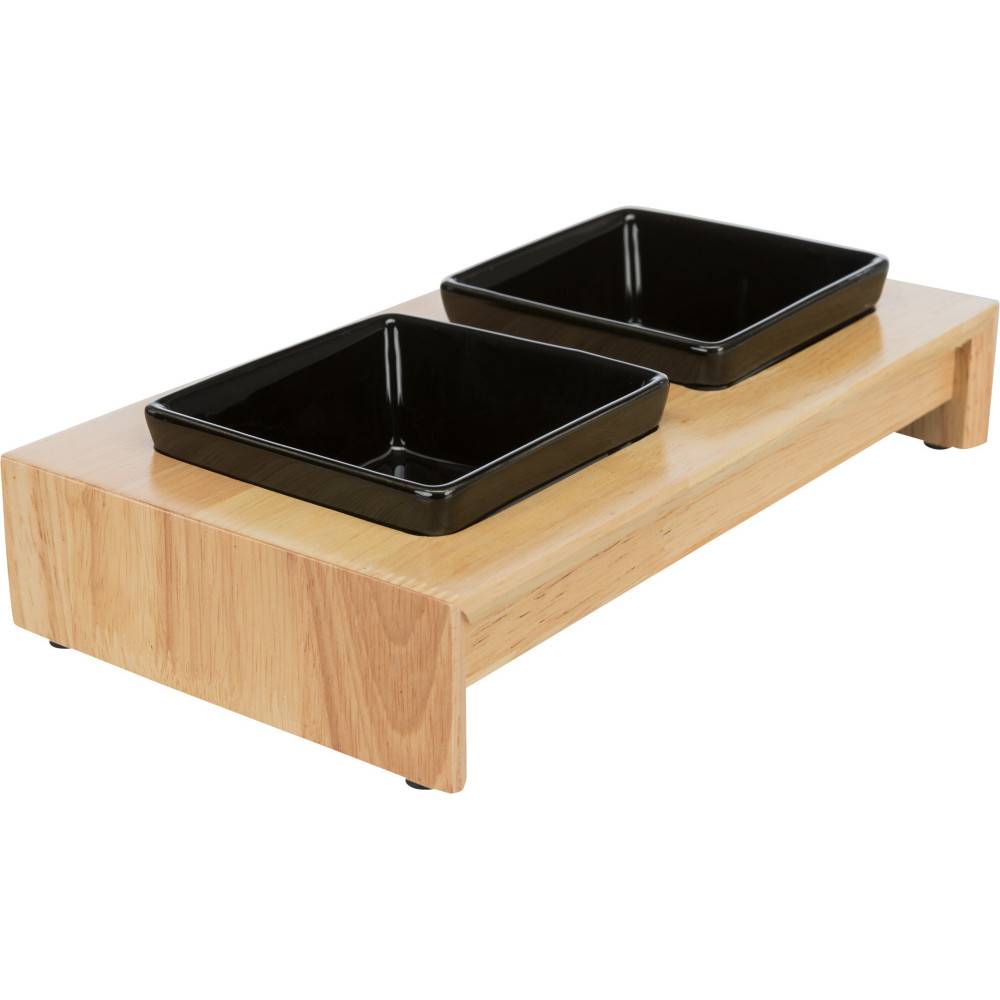 Set de gamelles, céramique/bois 0.2L/10 cm pour chien ou chat - Imagen 2