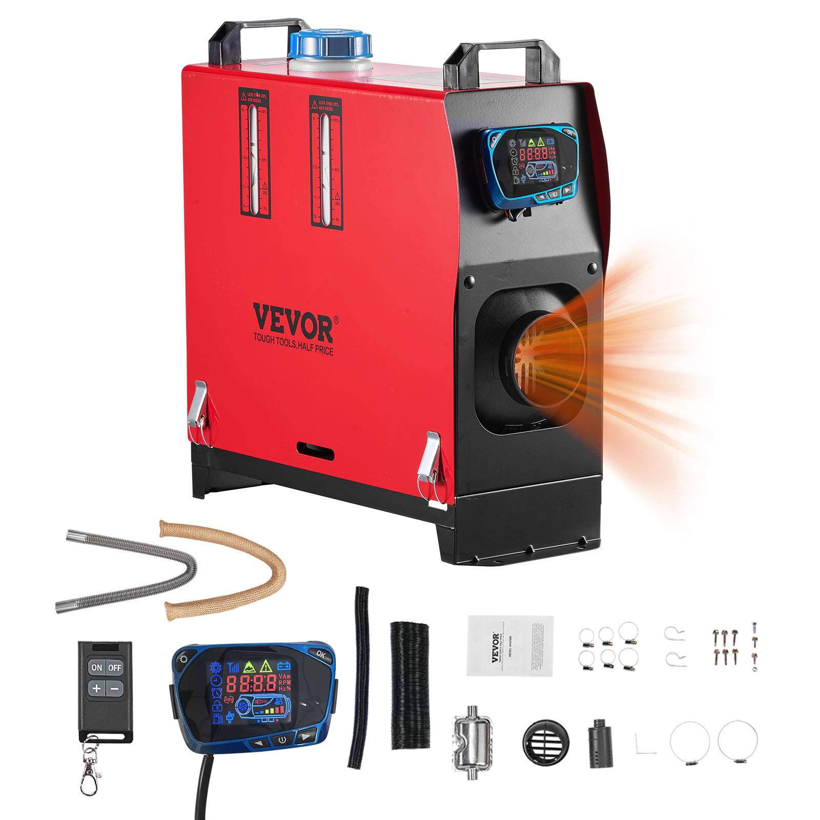 Vevor - VEVOR Chauffage diesel 8kW 12-24V, 0,18-0,36L/h, télécom., interrupteur LCD - Image 1