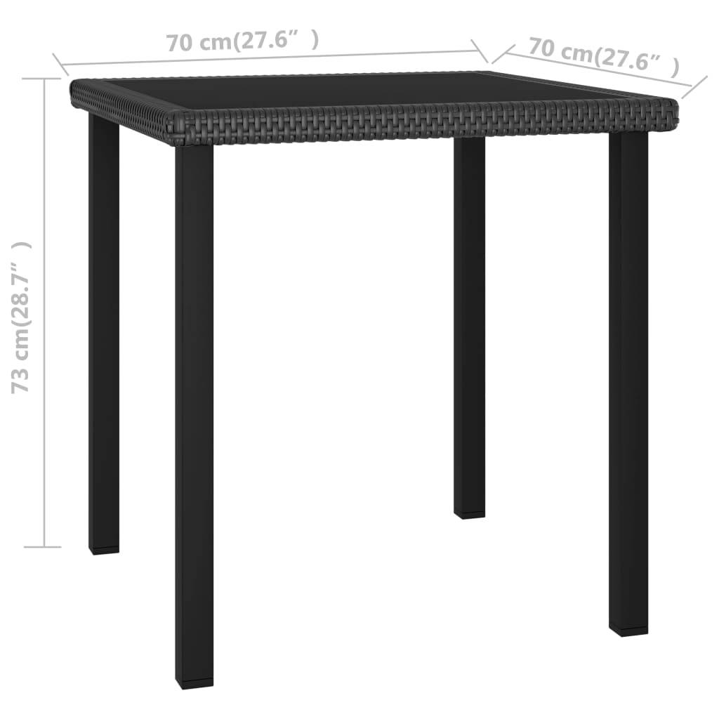 Maison Chic - Table à dîner de jardin - Table d'extérieur - Table de jardin Noir 70x70x73 cm Résine tressée - Image 4