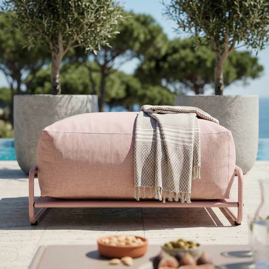 Oviala - Pouf pour salon de jardin modulable avec structure rose poudré Mixi - Oviala - Image 4
