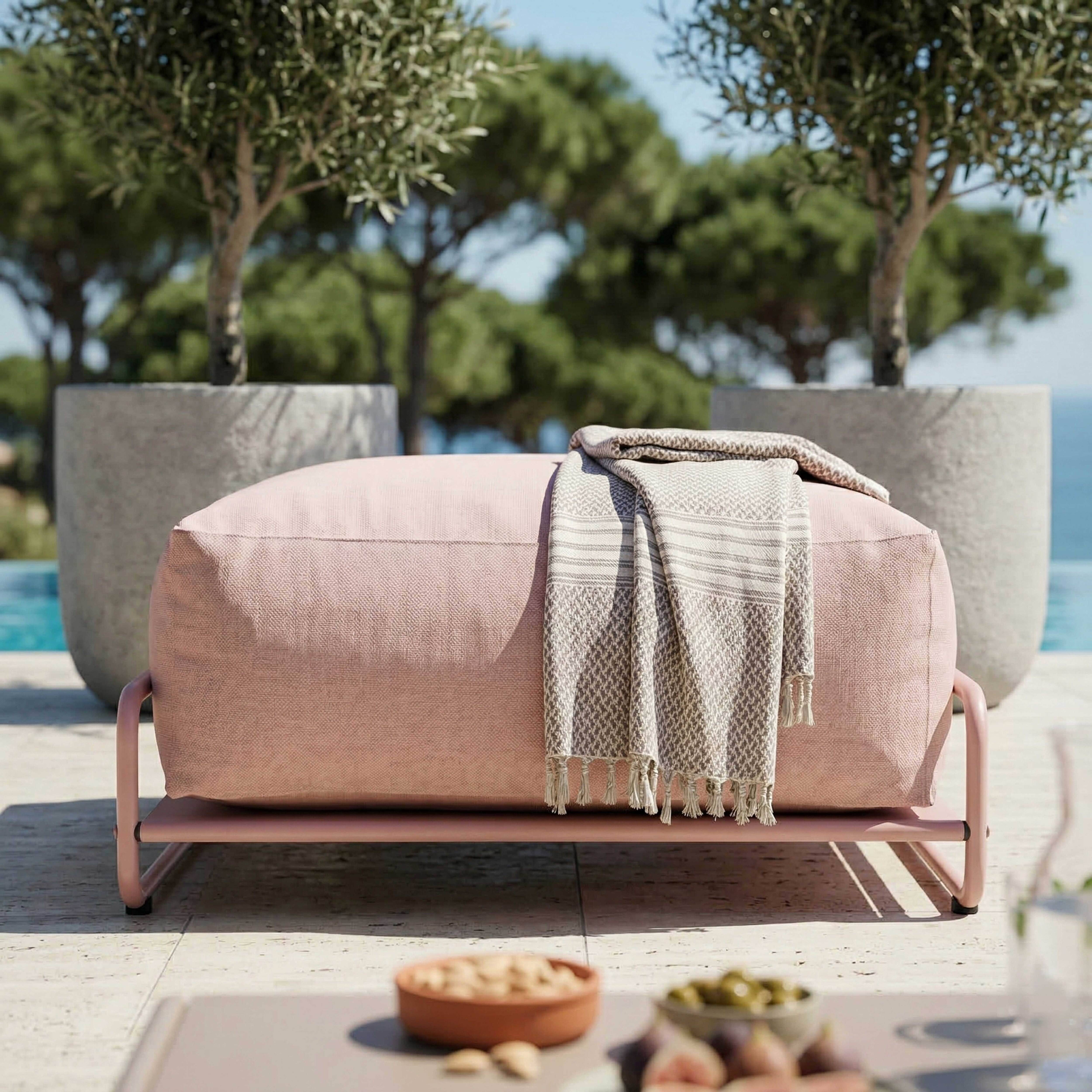 Oviala - Pouf pour salon de jardin modulable avec structure rose poudré Mixi - Oviala - Image 4