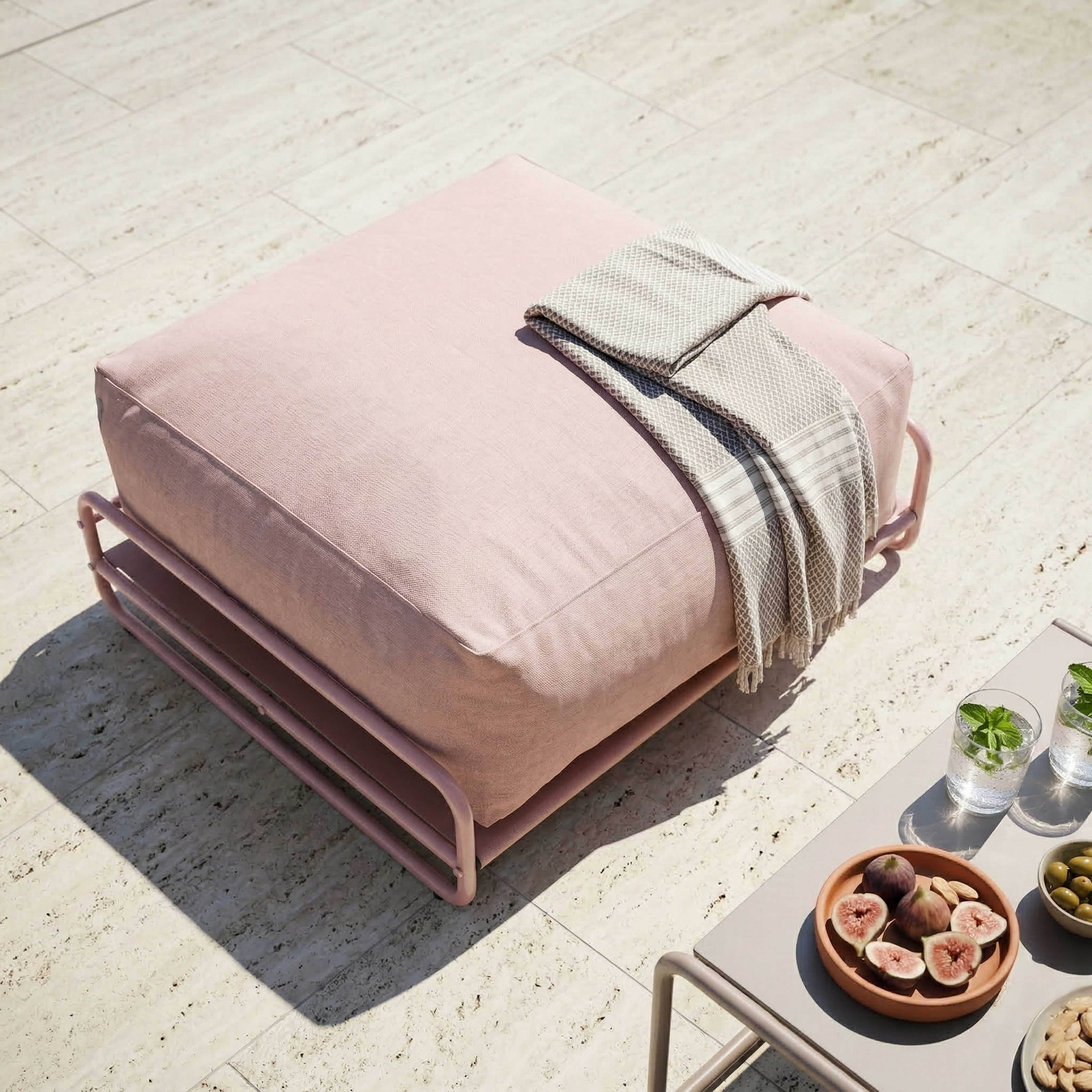 Oviala - Pouf pour salon de jardin modulable avec structure rose poudré Mixi - Oviala - Image 3