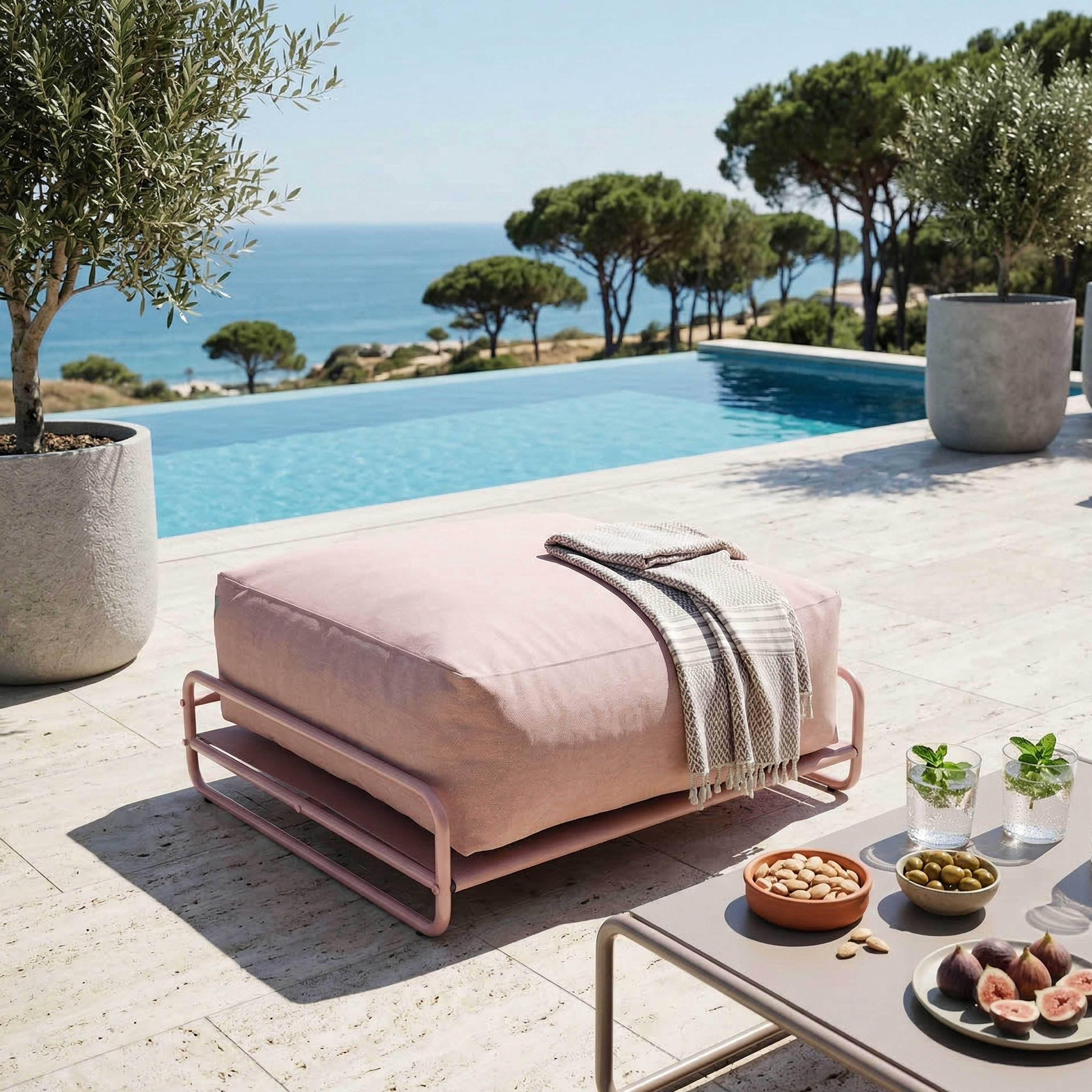 Oviala - Pouf pour salon de jardin modulable avec structure rose poudré Mixi - Oviala - Image 1