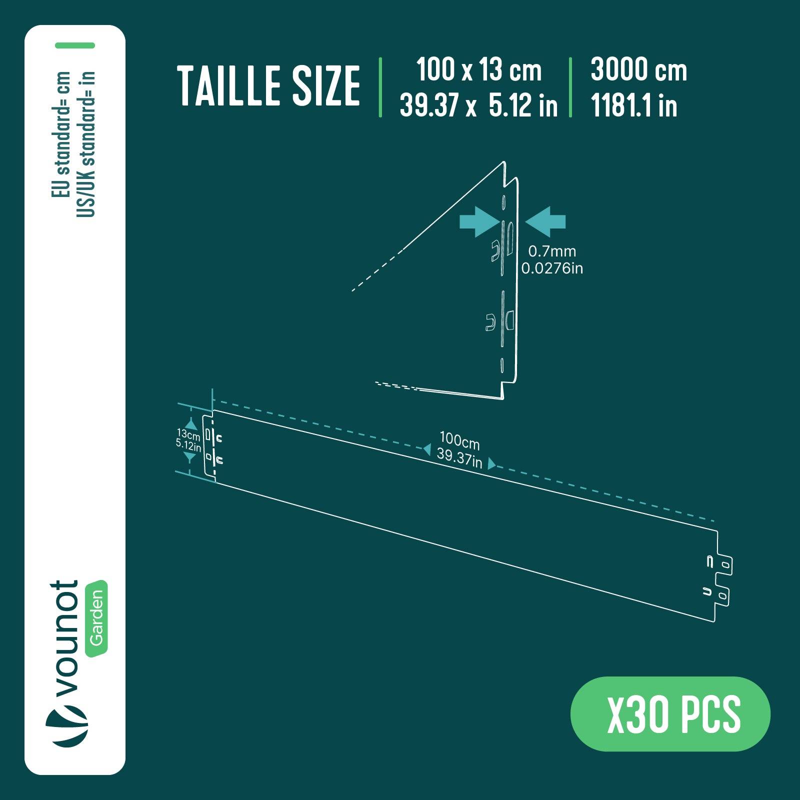 Vounot - Lot de 30 Bordure de jardin en métal flexible 100x13cm marron - clôture gazon antirouille 30m - VOUNOT® - Image 3