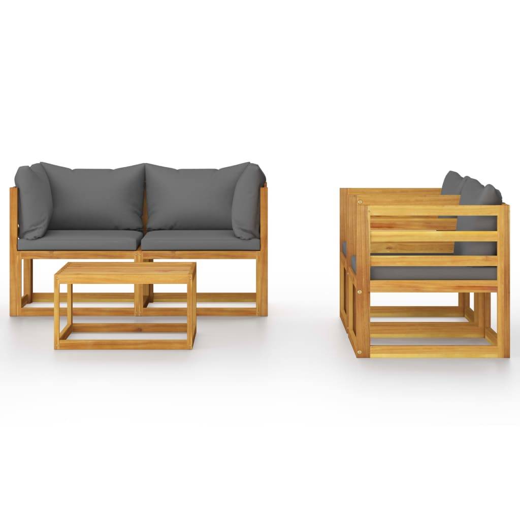 Helloshop26 - Salon de jardin meuble d'extérieur ensemble de mobilier 5 pièces avec coussin bois d'acacia solide - Imagen 2