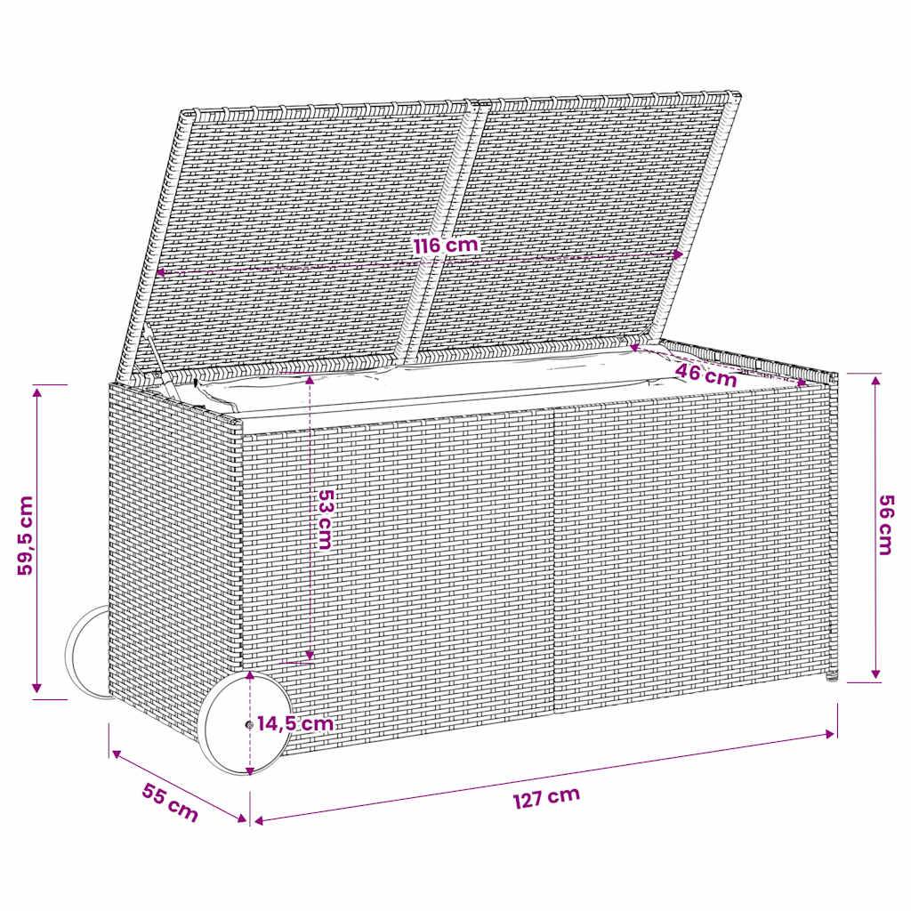PANGIVO - Coffre de rangement de jardin résine tressée gris 127 x 55 x 59.5 cm - PANGIVO - Image 10