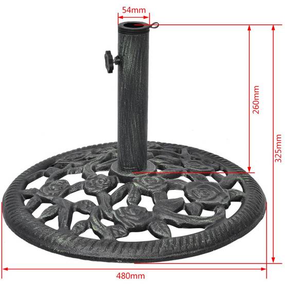 Pied socle base de parasol en fonte 35/38/48 mm 12 kg 48 cm noir - Image 5