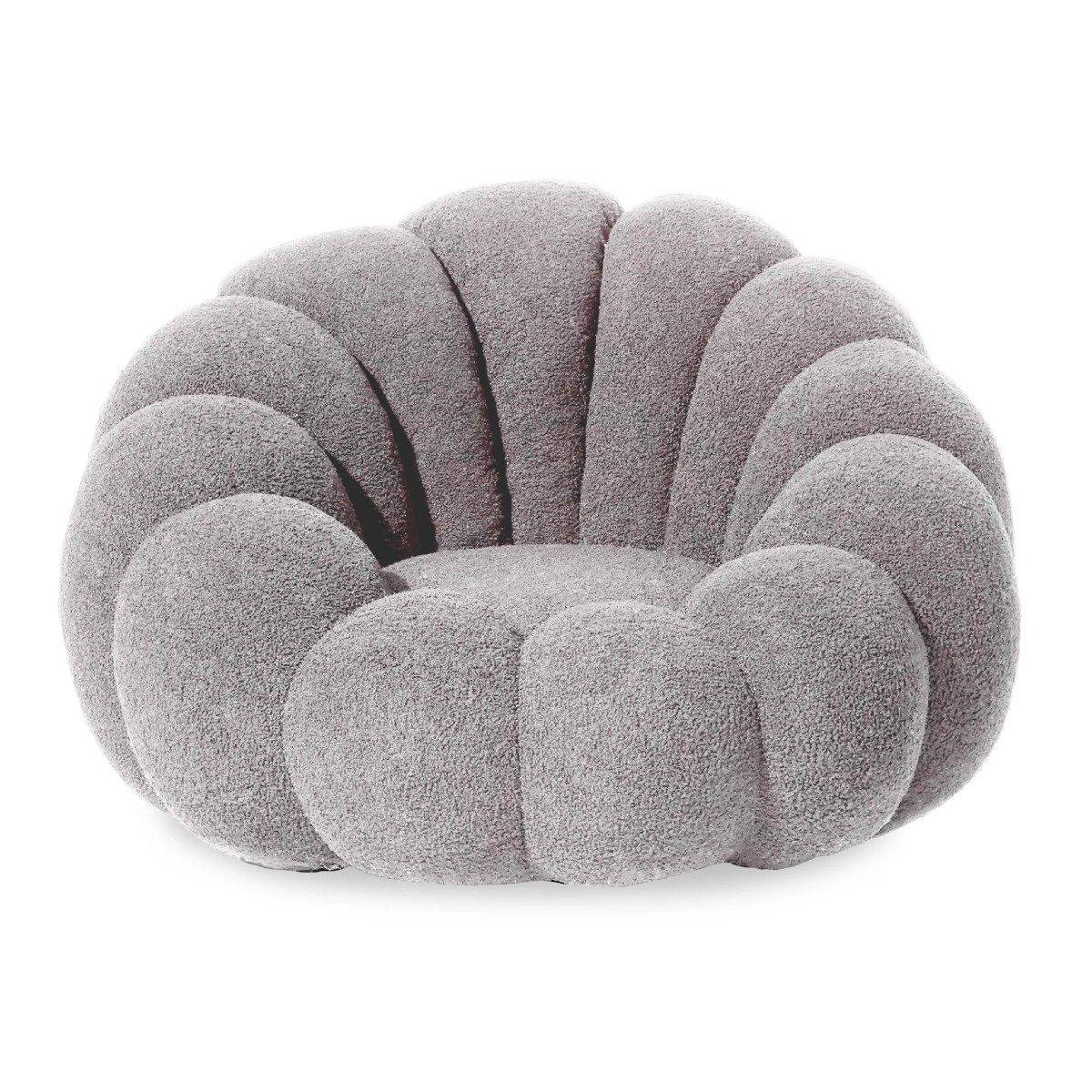Fauteuil Design Coquillage "Bouclette" 98cm Gris - Image 1
