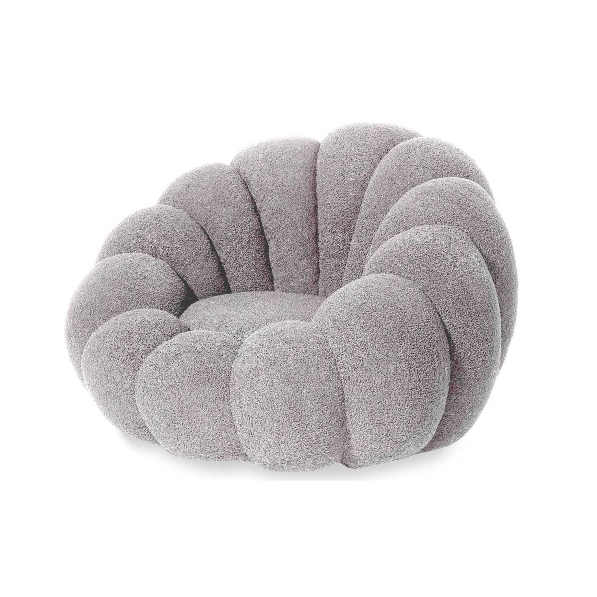 Fauteuil Design Coquillage "Bouclette" 98cm Gris - Image 3