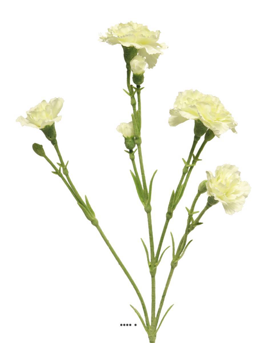 Artificielles - Oeillet artificiel en tige, 4 ramures, H 62 cm Crème - BEST - couleur: Crème - Imagen 3