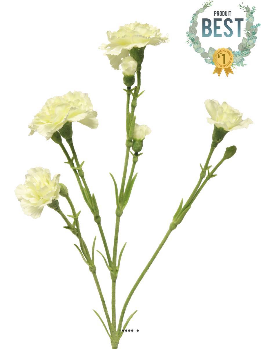 Artificielles - Oeillet artificiel en tige, 4 ramures, H 62 cm Crème - BEST - couleur: Crème - Imagen 1