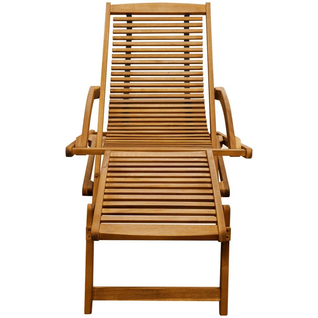 Helloshop26 - Transat chaise longue bain de soleil lit de jardin terrasse meuble d'extérieur avec repose-pied bois d'acacia solide - Imagen 2