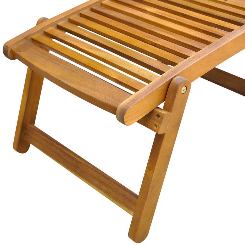 Helloshop26 - Transat chaise longue bain de soleil lit de jardin terrasse meuble d'extérieur avec repose-pied bois d'acacia solide - Imagen 5