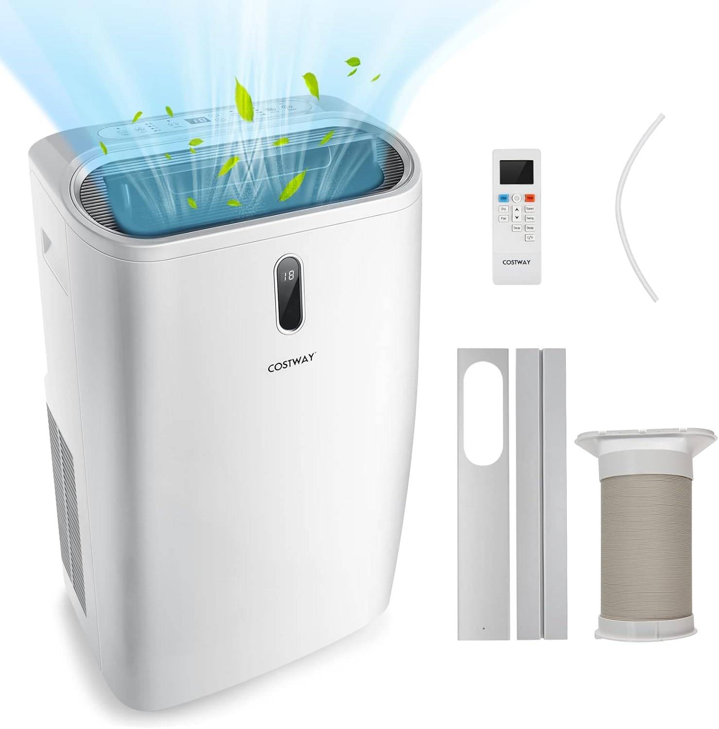 Climatiseur Mobile Silencieux 16000BTU, 5 EN 1,Refroidissement,Chauffage,Ventilateur,Déshumidificateur,Mode Nuit, [Classe énergétique A]