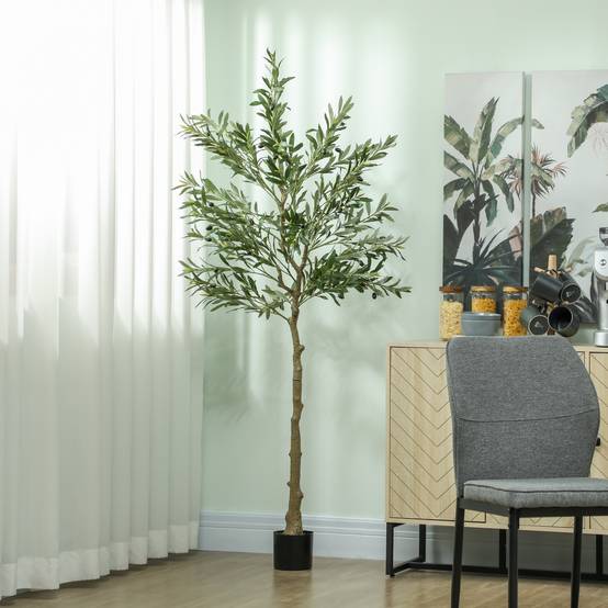 Olivier artificiel 180 cm plante artificielle intérieur, décoration pour maison, bureau, salon, chambre - Image 4