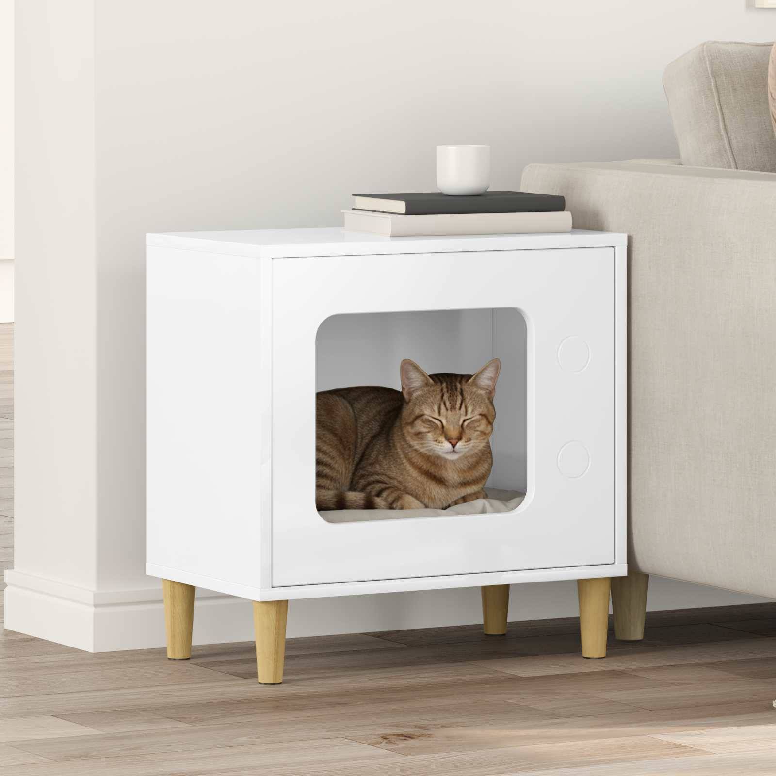 Vidaxl - Maison pour chat Blanc Brillant 51 x 30 x 52 cm vidaXL 8000657